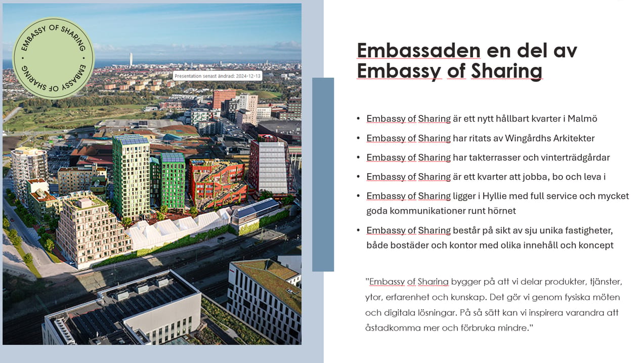 Embassaden är en del av Embassy of Sharing