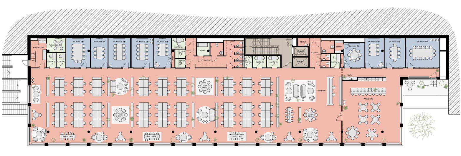 Planlösning för Granitor Properties kontor Wasted Spaces i Stockholm