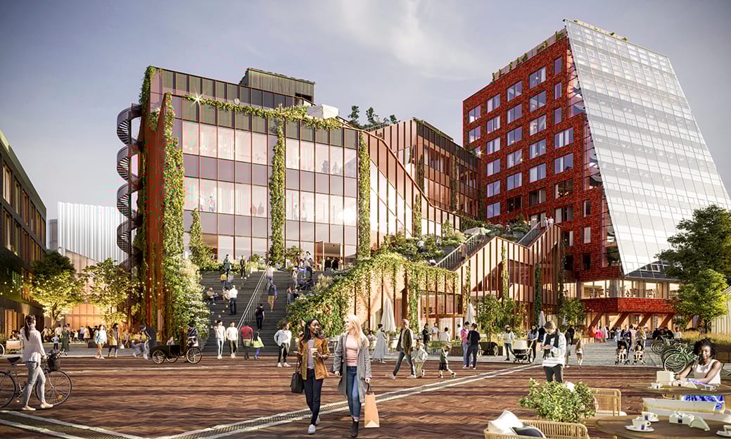 Embassy of Sharings torg med Drivbänken och Fyrtornet