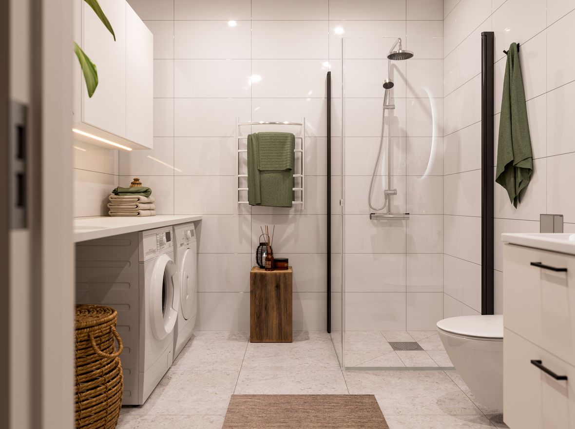 Badrum i Granitor Properties bostäder Brf Parkskolan i Ängelholm