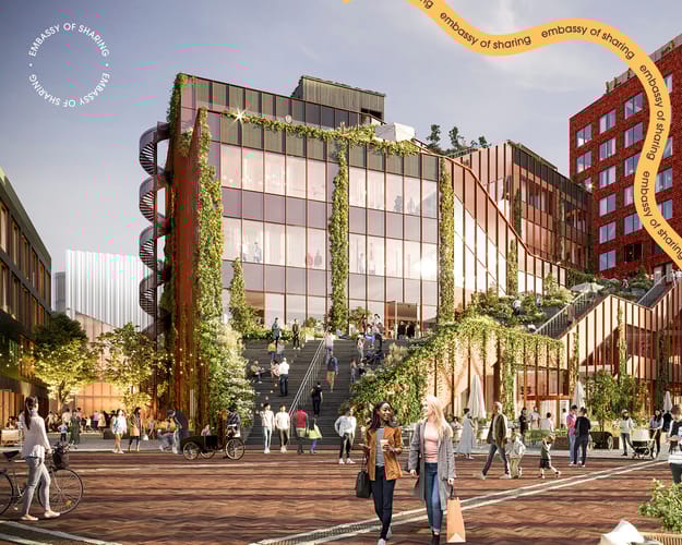 Drivbänken i Embassy of Sharing i Hyllie i Malmö